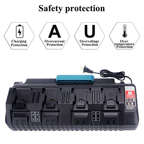 18V M18 4-Port Battery Charger 48-59-1804, Simultaneous Rapid Charger For Milwaukee 14V & 18V Fuel Gauge Xc Lithium Ion Battery 48-11-1862 48-11-1850 48-11-1840 48-11-1815 48-11-1820 48-11-1828 #TOP4