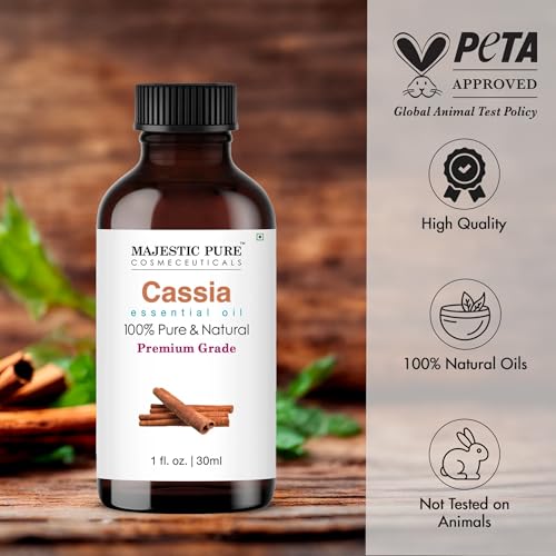 Image of Majestic Pure Cassia Essential Oil for Diffuser - 1 Fl Oz | 100% Natural Essentials Oils Ideal for Relaxing Tense Mood, Eliminating Odor, Creating Peaceful Atmosphere for Sleep & Work