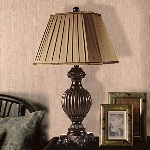 Lampe de table rétro haut de gamme avec grand abat-jour en tissu fait main classe A+