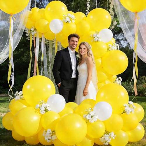 Image of 32Pcs Yellow Big Balloons 18 Inch, Round Large Latex Party Balloons for Birthday Wedding Decorations. (yellow)
