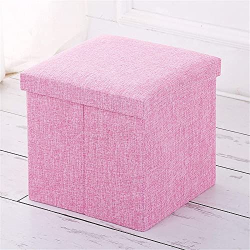 Tabouret de Rangement Pliable et Petit Pouf Coffre Rose