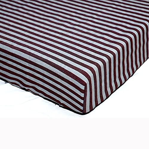 Image of Fairy Down Cotton 300 TC Mattress Cover /Protector with Zip /Chain for King Size Bed (Color: Red Line | Size: 72 * 72 * 12 Inches) 6 * 6 feet
