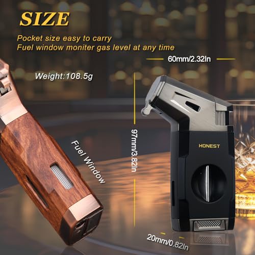 Encendedor HONEST para cigarros con cortador integrado y llama a prueba de viento miniatura 2