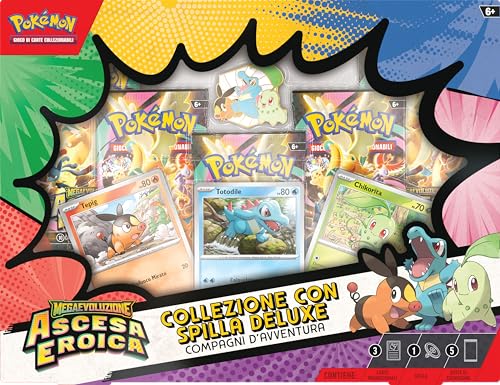 PokéMon: Collezione Con Spilla Deluxe Compagni D’Avventura Dell’Espansione Megaevoluzione - Ascesa Eroica Del Gcc PokéMon (3 Carte Promozionali Olografiche, 1 Spilla Deluxe E 5 Buste Di Espansione) - 3