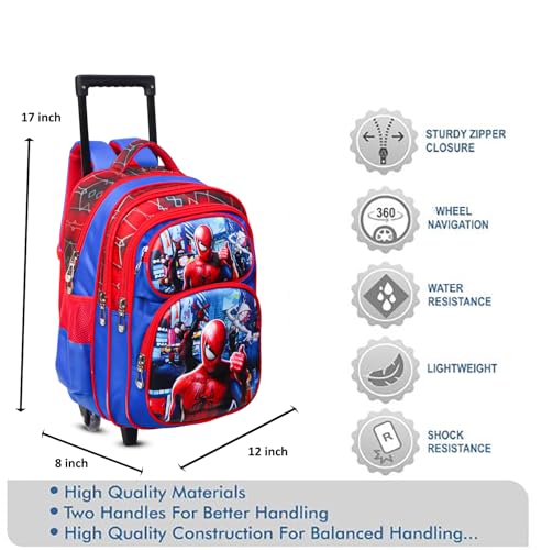 Image of ADSON 3D Embossed School Trolley Bag Large School Bag for Boy Girl, Kids School Bag, Travel Backpack for Girl Boy, Ideal for Children Trolley 16 Inch Water Resistant