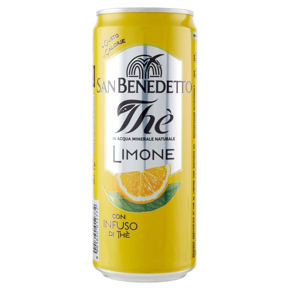 Italian Gourmet San Benedetto Thé Glacé Citron 48x330 ml, Boisson Rafraîchissante, Ice Tea Lemon, Pack Familial, Lot Économique, Canettes, Boisson Froide, Été, Repas, Snack + Italian Gourmet Polpa