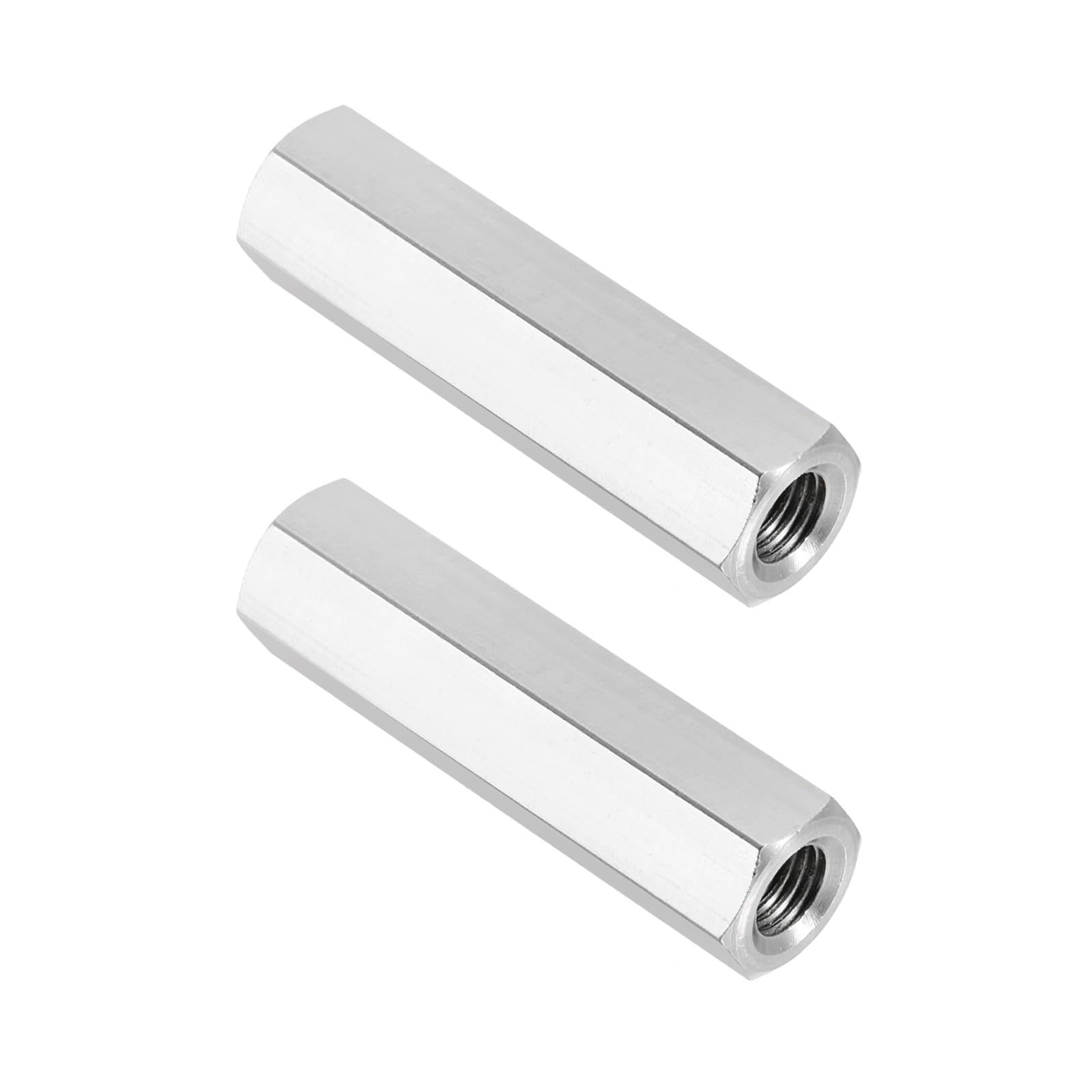 PATIKIL M8x1 Pitch 304 Stainless Steel Hex Coupling Nuts, 2 Pcs 50mm / 1.97" Length Fully Threaded Rod Coupling Nut Studding Connector Fasteners, Silver Tone โ image 1