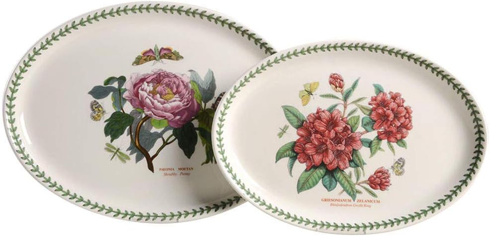 Portmeirion 544826 Botanic Garden Set of 2 Platters, 13"/15", White