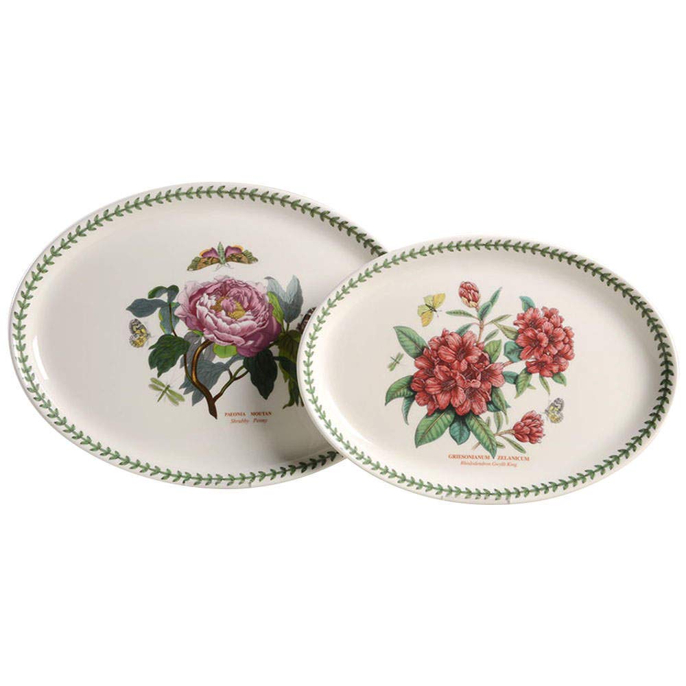 Portmeirion 544826 Botanic Garden Set of 2 Platters, 13"/15", White