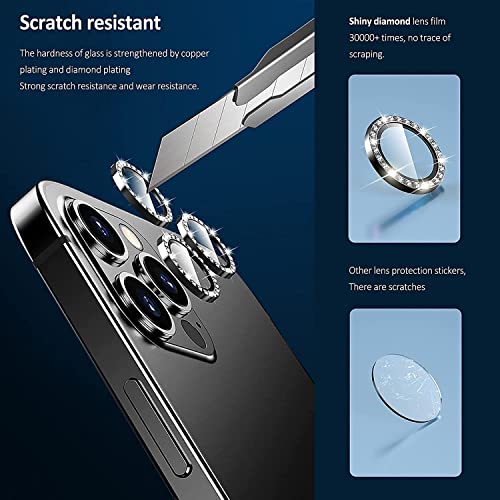 Image of Diamond Camera Lens Protector for iPhone 14 /14 Plus | Metal Ring Lens Guard | Scratch Resistant | HD Clear | Easy Install | Shock & Dust Protection Blue Diamond