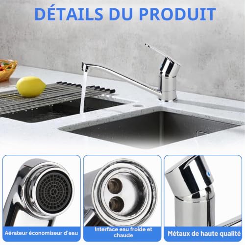 Mitigeur cuisine pivotant pour nettoyer facilement les grands plats sans éclaboussures - 8