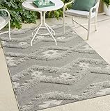 the carpet Karel In & Outdoor Teppich wetterfest - hochwertiger Balkon Teppich Grau - Boho Teppich mit geometrischem Muster 80 x 150 cm aus Polypropylen