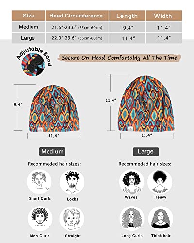 Yanibest Slouchy Beanie Hat Satin Lined Sleep Cap Satin Bonnet Chemo Headwear Caps For Women And Men Orange Blue #TOP2