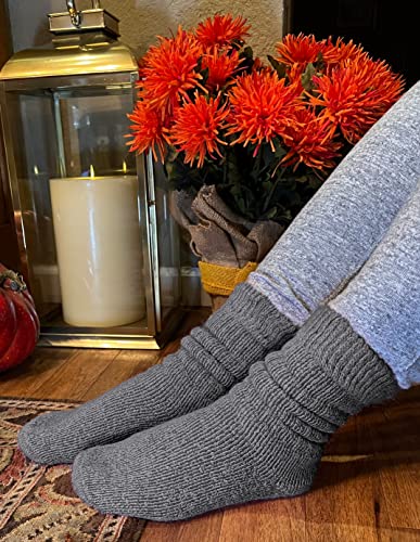 WARRIOR ALPACA SOCKS - Unisex Toasty Toes Ultimate Alpaca Socks For Men And Women (XLarge - Grey Heather)