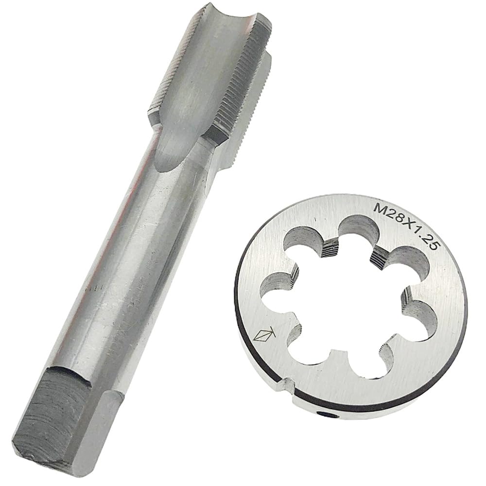 M28 X 1.25 Tap and Die Set RH Right Hand Straight Fluted Machine M28x1.25 Tap Die Threading Tool, M28x1.25 Thread Tap and Die RH Hand Tool