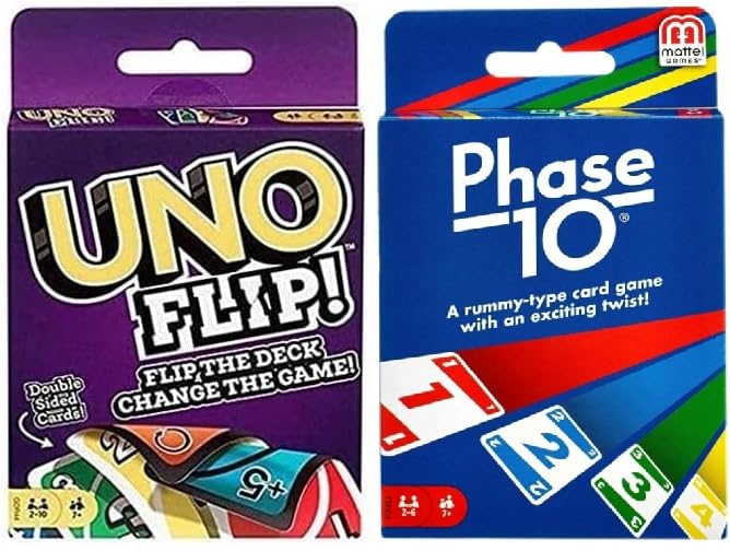 Mattel Flip and Phase 10 Card Game, Combo Pack of 2