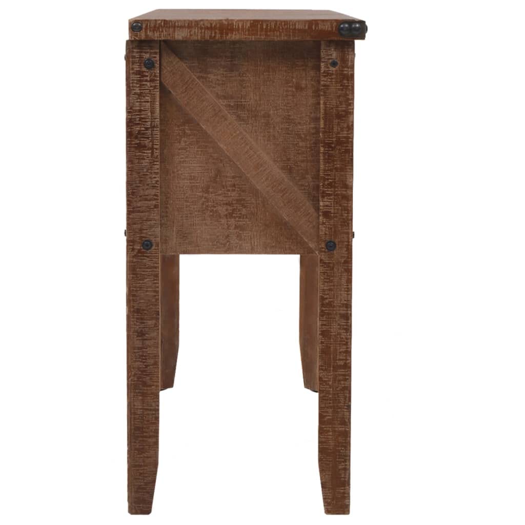 Mesa Consola de Madera de Abeto Maciza marrón Mesa Consola Clásica de Madera Maciza con Riel Deslizante y Estilo Vintage 131x35,5x75 cm