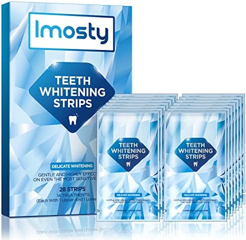 Teeth Whitening Strips for Sensitive Teeth, Reduced Sensitive White Strips for Teeth Whitening, Enamel Safe White Teeth Strips, 28 Pcs Natural Teeth Whitener Strips, 14 Treatments by Imosty