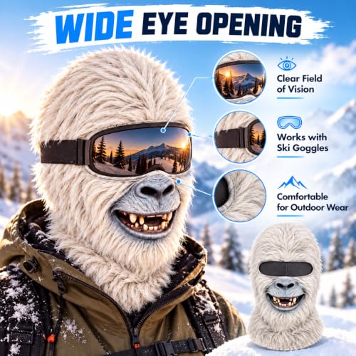 3D Printed Animal Winter Face Mask, Realistic Full Head Balaclava，Gorilla-A - image 4