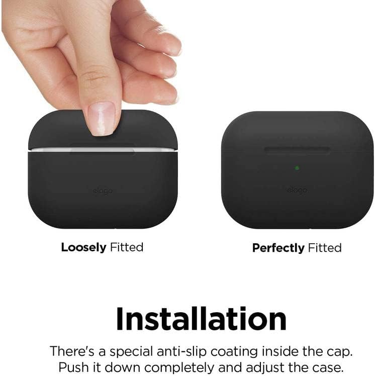 elago Silicone Cover Compatible with Apple Pro Case - Supports Wireless Charging, Anti-Slip Coating, Great Protection, Slim and Lightweight (Black)