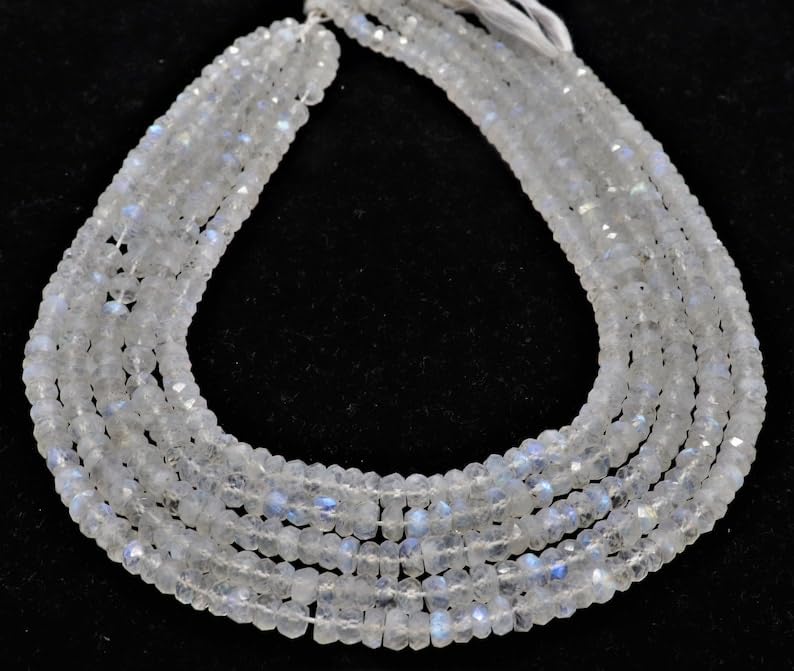 Perles rondes à facettes naturelles blanches de 5 mm de long pour fabrication de bijoux