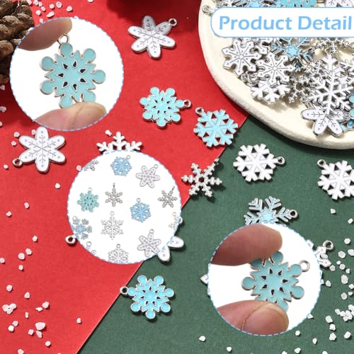 Breloques Flocon de Neige argentées SUNNYCLUE en alliage et émail durable - 3