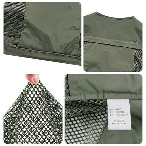 PRIJOUHE Men's Fishing Vest Casual Summer Outdoor Travel Work Safari Vest Lightweight Sleeveless Jacket With Pockets4