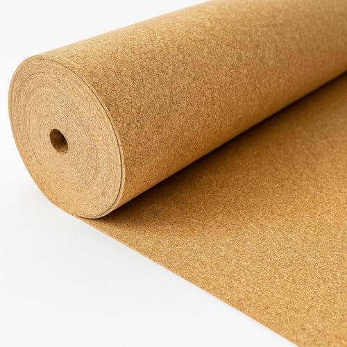 Rotolo di Sughero Supercompresso Spessore 3 mm. Rivestimento Muro Parete Fredda Tappetino Sotto Pavimento Parquet Bacheca (10 Mq)