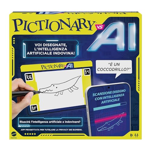 Mattel Games Pictionary Vs. AI   La versión de Pictionary con Inteligencia Artificial, los Jugadores dibujan y la IA adivina, Noches de Juegos para Todas Las Edades, versión Italiana, 8+ años, HYH79