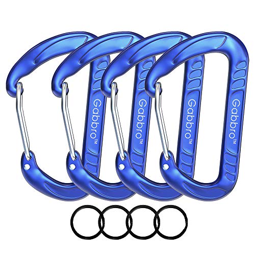 Gabbro Carabiner, 4 Pack 12kN Wiregate Carabiner Clip, 3/4oz Aircraft Grade Aluminum Caribeaners