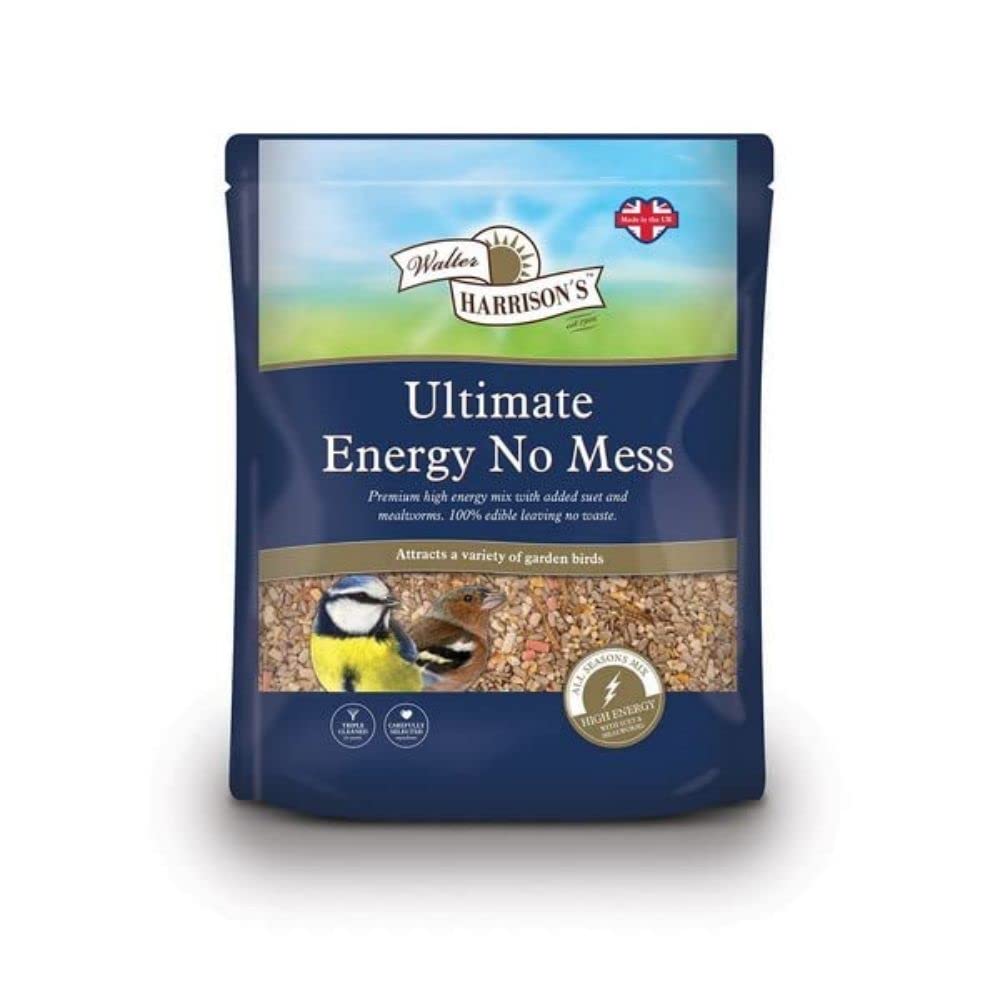 Walter Harrison's Ultimate Energy Wild Bird Food Mix for Garden Bird Seed No Mess - 2kg