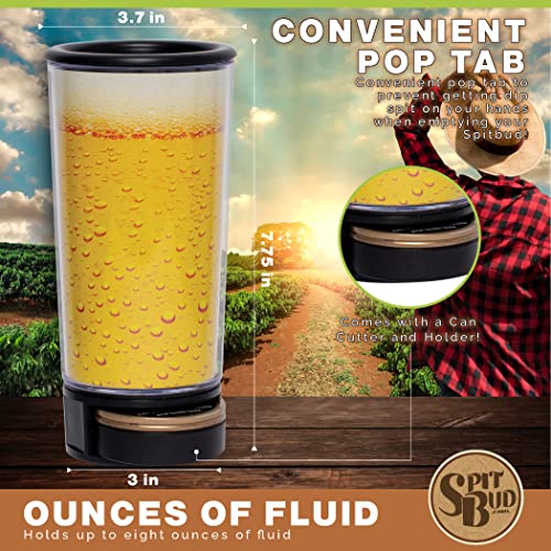 Beer Me! By Spit Bud - The Ultimate Spittoon For Chew - Portable Dip & Snuff Cup With Lid, Pop Tab, Spill-Proof Funnel, Can Cutter & Holder - Fit In Cup Holders - Holds 8Oz - Made In Usa #TOP6