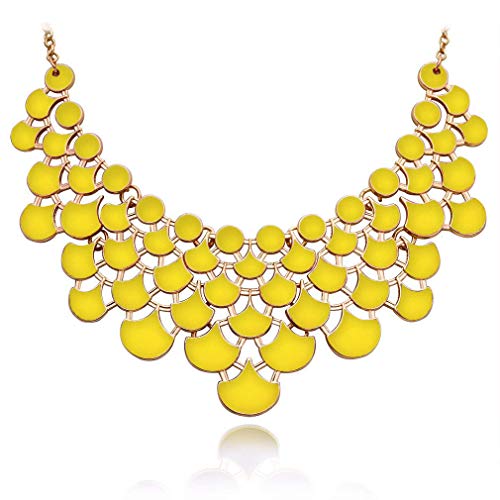 Jane Stone Necklace Magnetic Scaly Yellow Jewelery Vintage Openwork Bib Statement Fall Wedding Necklace(Fn0968-Yellow)