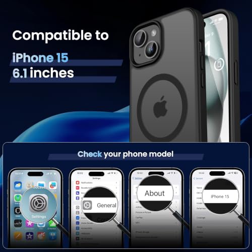 Image of CACOE Magnetic Case for iPhone 15 6.1 inch, Matte Black