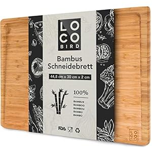 Loco Bird massieve bamboe snijplank met sapgroef – 44,8x30x2 cm grote snijplank van hout-vlees snijplank voor de keuken…