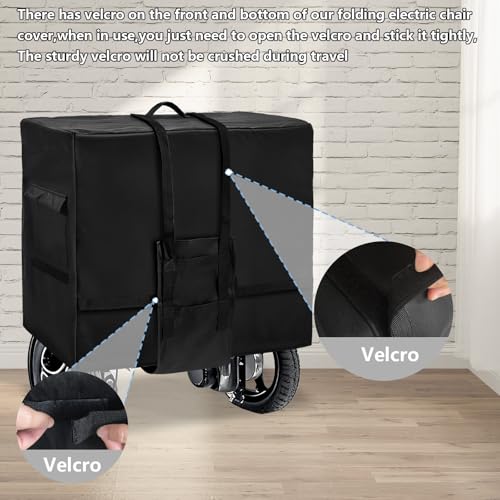 Rileytee Foldable Wheelchair Travel Bag for Airplane,Heavy Duty 600D Waterproof Dustproof Portable Folding Electric Wheelchair Covers for Travel - Image 5