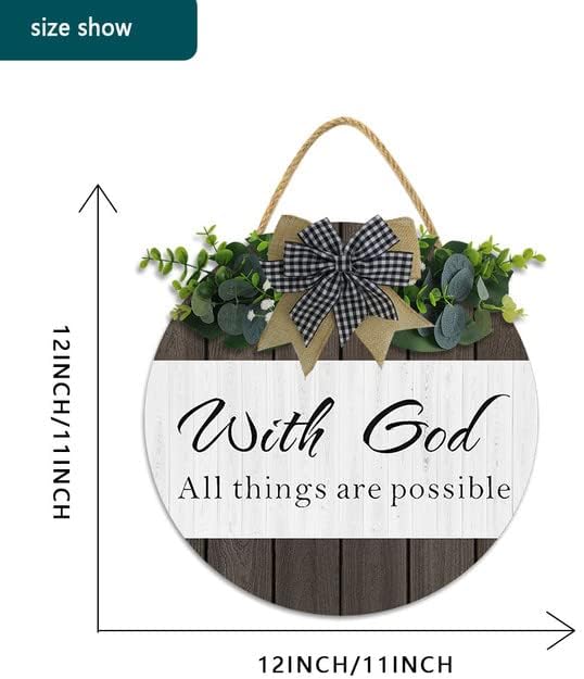 Miniatura 2 de Letrero de 11 x 11 pulgadas con texto en inglés «In with God All Things are Possible», decoración para colgar en la pared, versículos bíblicos