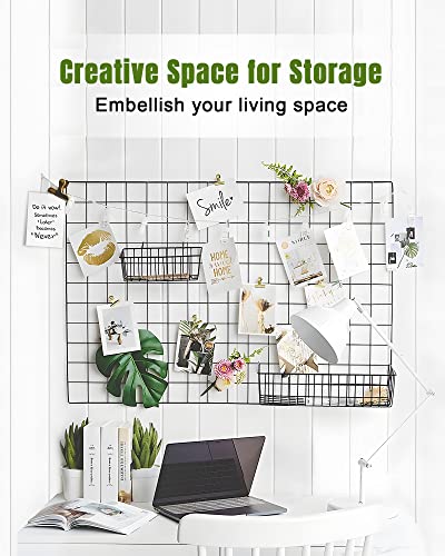 SEMPOMA 6 Pack Wire Baskets, Hanging Baskets for Grid Panels, Metal Hanging Baskets for Organizing, Black Wire Baskets for Storage, Home Decor