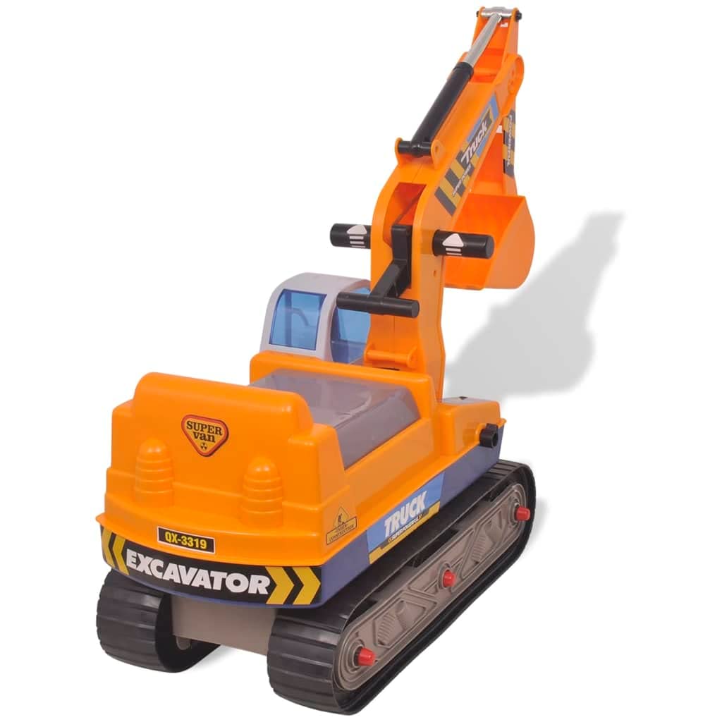 Kunststoff Aufsitzbagger Gelb für Kinder ab 18 Monaten mit Helm, stabile Bauweise, 66 x 24 x 56 cm, ideal für Indoor und Outdoor, fördert Motorik, Gleichgewicht und Fantasie