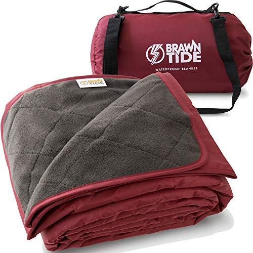 Brawntide Large Outdoor Waterproof Blanket - Quilted, Extra Thick Fleece, Warm, Windproof, Includes