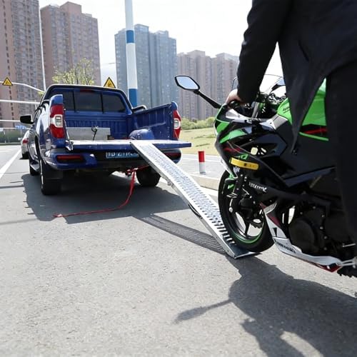 Portable Folding Aluminum Loading Ramps for Truck, ATV, UTV, Motorcycle & Cargo Hauler - Heavy-Duty Anti-Slip Design, 570 lbs Capacity, 82.7" x 10.6"