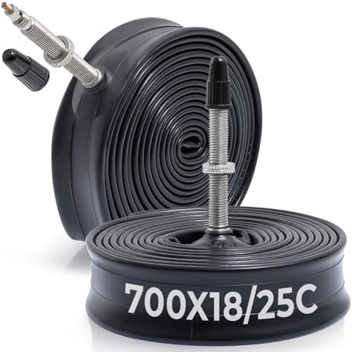 MetersGod 2本,700x18c/20c/23c/25c 自転車チューブ,700x18-25c 自転車タイヤに対応,仏式バルブ48mm,ブチルゴム,適用ロードバイク、クロスバイク、シティバイク,MGN037