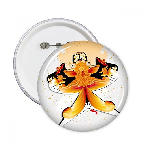 Badge cerf-volant chinois rond multicolore pins pour vêtement taille L