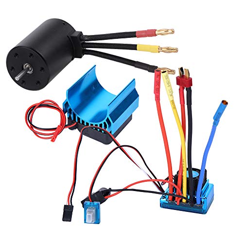Silnik bezszczotkowy ESC, 3650 45A/60A/80A/120A ze stopu 1:10 zdalnie sterowany silnik pojazdu ESC zestaw RC Motor 3100KV, bezszczotkowy ESC i radiator pasujący do 1/10 RC Toy Car (120A)