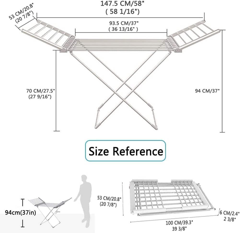 Electric Heated Clothes Airer Dryer - Indoor Folding Towel Warmer & Stable Rack X-Legs Design for Efficient Laundry Drying & Quick Drying Solution