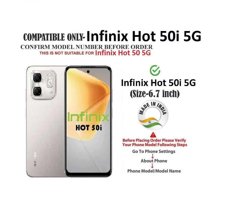 Image of COVERBLACK Soft Rubber Silicon Clear Case Back Cover for Compatible Model with Infinix Hot 50i - Transparent