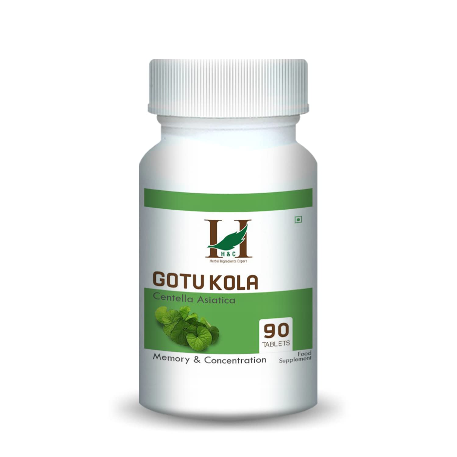 H&C Gotu Kola (Centella Asiatica) Tablets - 350mg, 90 Counts | for Memory and Concentration