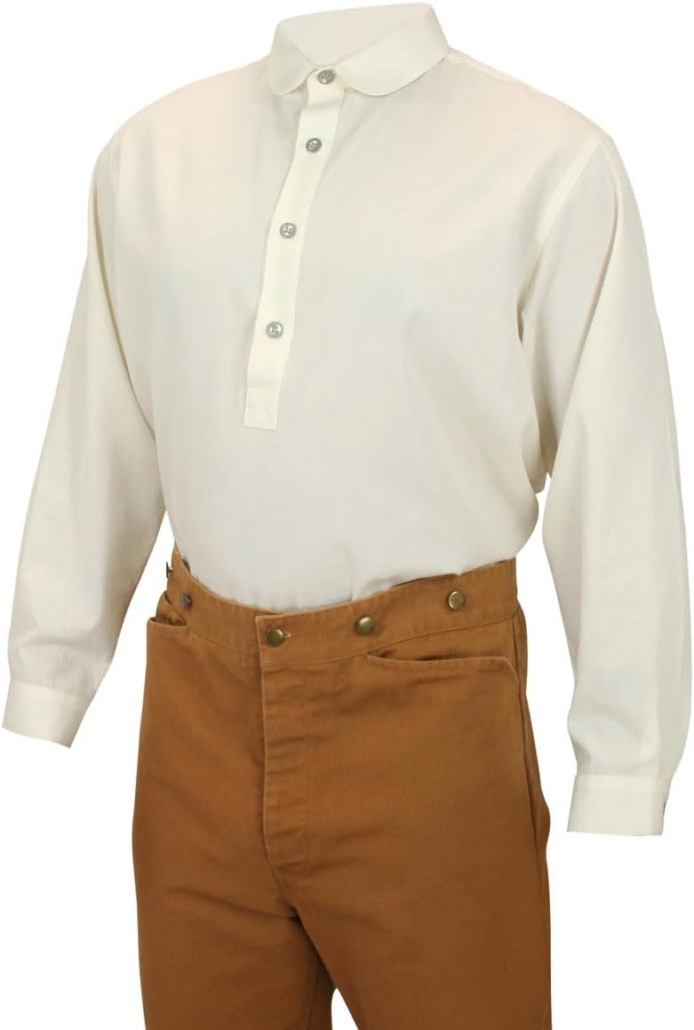 Historical Emporium Men's Banker Club Collar Cotton Dress Shirt, Victorian Edwardin Period Formal Costume Reenactment