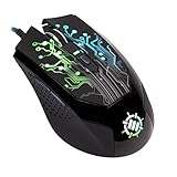 ENHANCE PC Gaming Mouse with 6 Buttons, Adjustable 3500 DPI, Color Changing LED Lighting, Side Thumb Buttons & Braided Nylon Cable - Great for MOBA, MMO, RPG and More