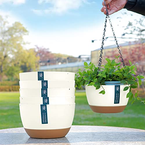 Timplxy 2 Pack Hanging Planters For Indoor Plants, With Drainage Holes And Removable Water Storage Tray, 10 Inch Plant Hanger With Pot For Garden Patio Lawn Balcony Porch #TOP6